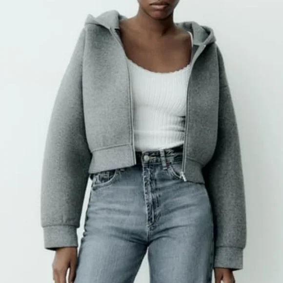 Zara | Sweaters | Nwt Zara Soft Neoprene Effect Bomber M L